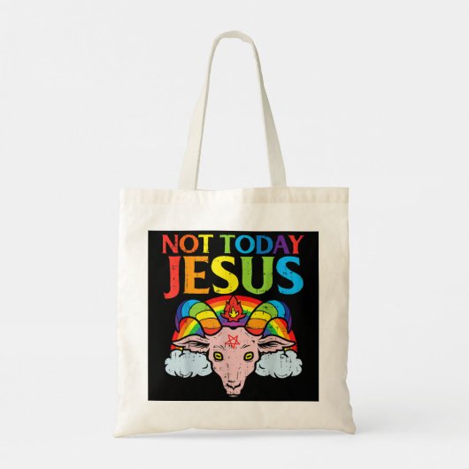 Vandaag. Niet Jezus Satan Goat. Satanische regenbo Tote Bag (Achterkant)