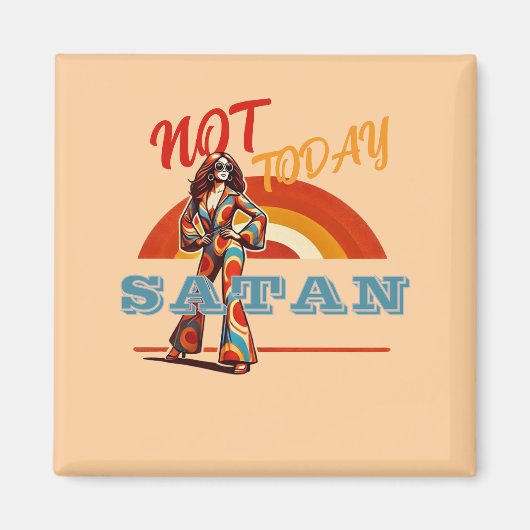 Vandaag niet Satan Retro Magneet (Voorkant)