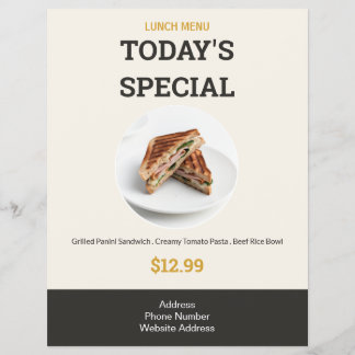 Vandaag Speciaal Modern Elegaant Lunchmenu Eten Flyer