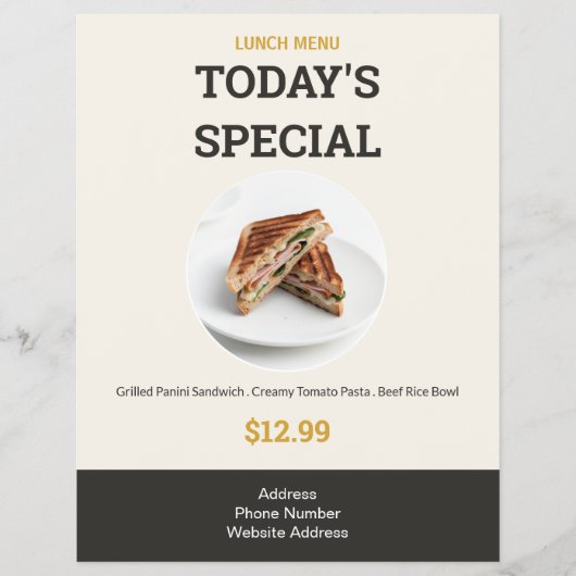 Vandaag Speciaal Modern Elegaant Lunchmenu Eten Flyer (Voorkant)