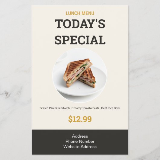 Vandaag Speciaal Premium Restaurant Lunchmenu Flyer (Voorkant)