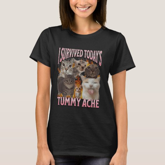 Vandaag Tummy Ache Funny Cat Meme Bootleg Graphic T-shirt (Voorkant)