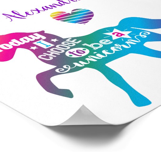 Vandaag verkies ik om een eenhoorn te worden poster (Hoek)