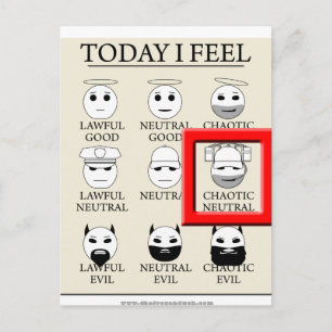 Vandaag voel ik me chaotisch neutraal briefkaart