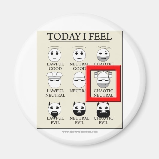 Vandaag voel ik me chaotisch neutraal magneet (Voorkant)