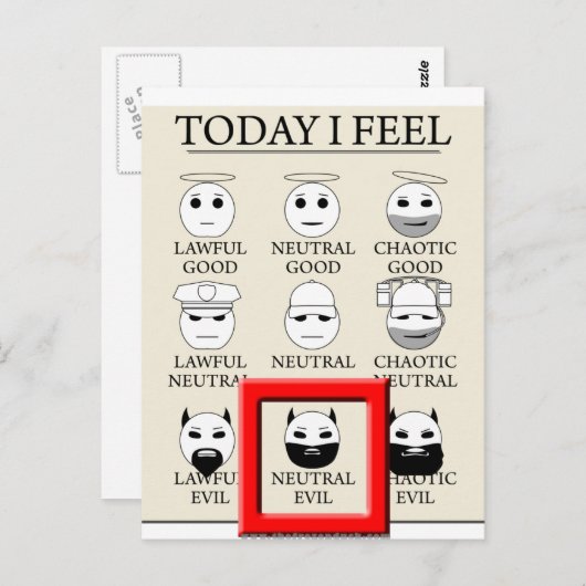 Vandaag voel ik me neutraal kwaad briefkaart (Voorkant / Achterkant)