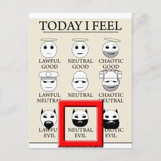 Vandaag voel ik me neutraal kwaad briefkaart (Voorkant)