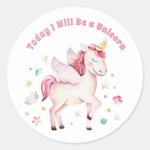 Vandaag word ik een Unicorn Ronde Sticker