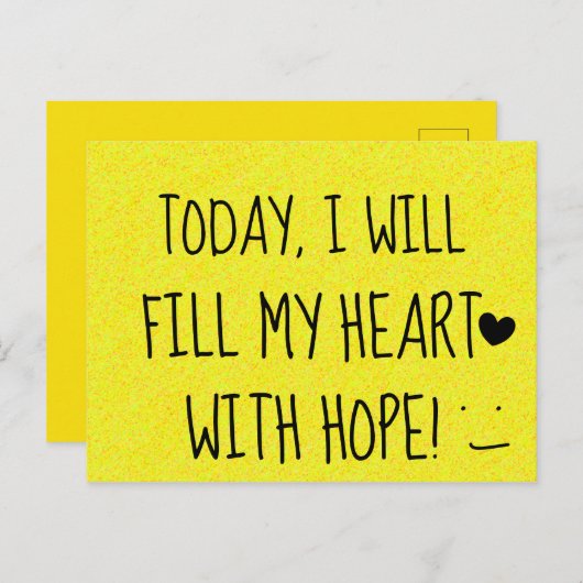VANDAAG ZAL IK MIJN HART MET HOPE Happy VULLEN VUL Briefkaart (Voorkant / Achterkant)
