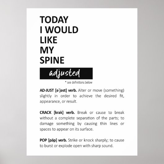 Vandaag zou ik graag, Chiropractie Poster, Chiropr Poster (Voorkant)