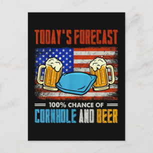 Vandaag's Weervoorspelling Cornhole En Bier Uitnodiging Briefkaart