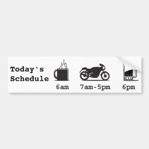 Vandaag'sSchema koffie 2wielen en bier Bumpersticker