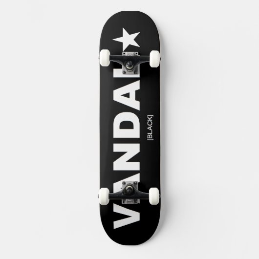 VANDAL CAATORSCHERM (wit op zwart) Skateboard (Voorkant)