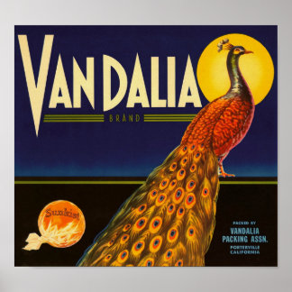 Vandalia merk sinaasappels Porterville Californië  Poster