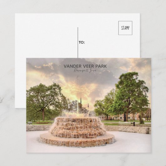 Vander Veer Park Davenport Iowa Briefkaart (Voorkant / Achterkant)