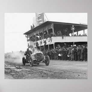 Vanderbilt Cup-autorace, 1908. Oude foto Poster