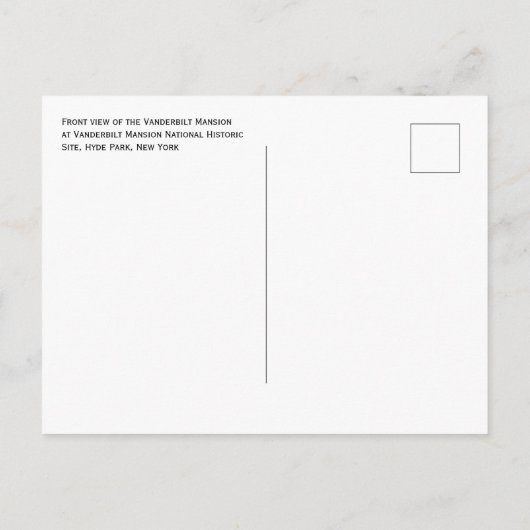 Vanderbilt Mansion National Historic Site, NY Briefkaart (Achterkant)