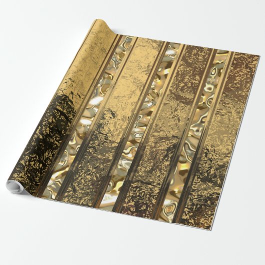 Vanderush Elegant Gold Striped (30 voet) Cadeaupapier (Uitgerold)