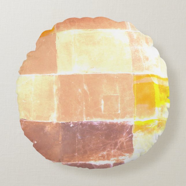 Vandretti Gele zachte kleuren Rond Kussen (Voorkant)