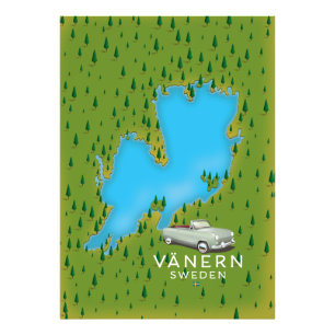 Vänern Zweden-meerkaart Foto Afdruk