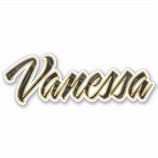 Vanessa black gold Lettering Aufkleber Sticker (Voorkant)
