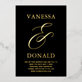 Vanessa Black Modern Huwelijk Save the Date Folie Uitnodiging