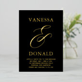 Vanessa Black Modern Trouwfeest Folie Uitnodiging (Staand Voorkant)