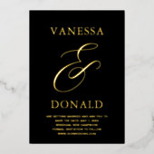 Vanessa Black Modern Wedding Sla de datum op Folie Uitnodiging (Voorkant)