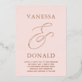 Vanessa Blush Roze Moderne bruiloft Folie Uitnodiging (Voorkant)