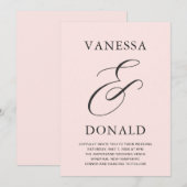 Vanessa Blush Roze Moderne bruiloft Kaart (Voorkant / Achterkant)
