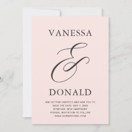 Vanessa Blush Roze Moderne bruiloft Save The Date