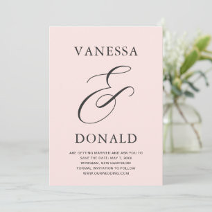 Vanessa Blush Roze Moderne bruiloft Save The Date