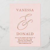 Vanessa Blush Roze Moderne bruiloft Save the Date Folie Uitnodiging (Voorkant)