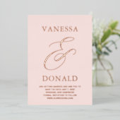 Vanessa Blush Roze Moderne bruiloft Save the Date Folie Uitnodiging (Staand Voorkant)