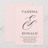 Vanessa Blush Roze Moderne Trouw Save The Date (Voorkant / Achterkant)