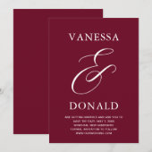 Vanessa Burgundy Moderne Trouw Save The Date (Voorkant / Achterkant)