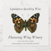Vanessa cardui - The Painted Lady Butterfly Champa Sparkling Wijnetiket (Enkel label)
