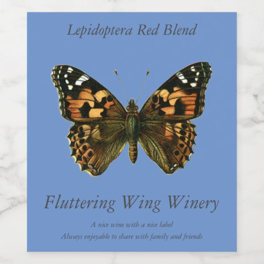 Vanessa cardui - The Painted Lady Butterfly Wine L Wijn Etiket (Enkel label)