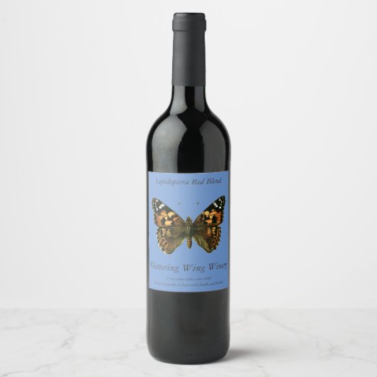 Vanessa cardui - The Painted Lady Butterfly Wine L Wijn Etiket (Voorkant)