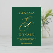 Vanessa Emerald Green Modern Wedding Save the Date Folie Uitnodiging (Staand Voorkant)