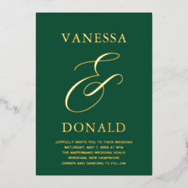 Vanessa Emerald Green Moderne bruiloft Folie Uitnodiging
