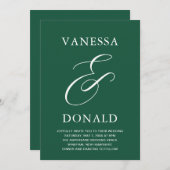 Vanessa Emerald Green Moderne bruiloft Kaart (Voorkant / Achterkant)