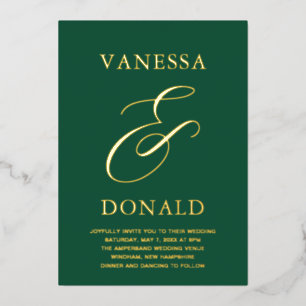 Vanessa Emerald Groene Moderne Trouw Folie Uitnodiging