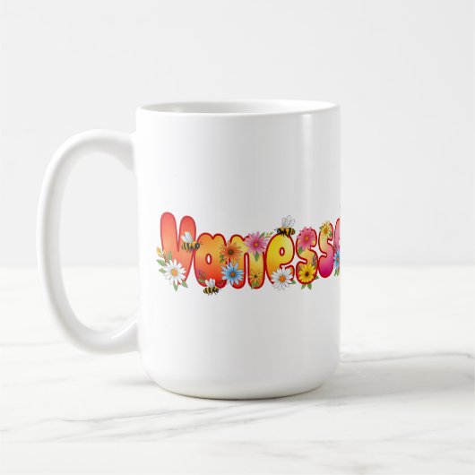 Vanessa - Floral and Bee Design Mug Koffiemok (Links)