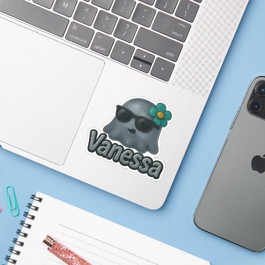 Vanessa Geist 2 Sticker (Laptop met iPhone)