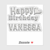 Vanessa Happy Birthday silver Aufkleber Sticker (Vel)