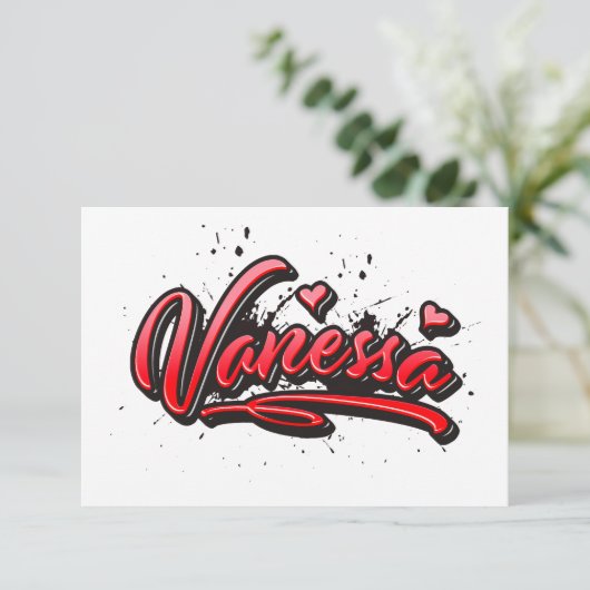 Vanessa Heart Splash Graffiti Karte Kaart (Staand voorkant)