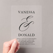 Vanessa Modern Wedding Acryl Uitnodigingen (Insitu (Draagbaar))