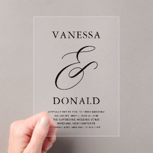 Vanessa Modern Wedding Acryl Uitnodigingen
