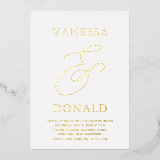 Vanessa Modern Wedding Folie Uitnodiging (Voorkant)